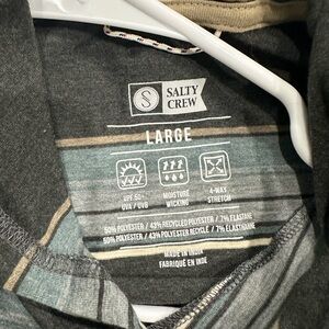 Salty Crew Charcoal and Teal Plaid Shirt